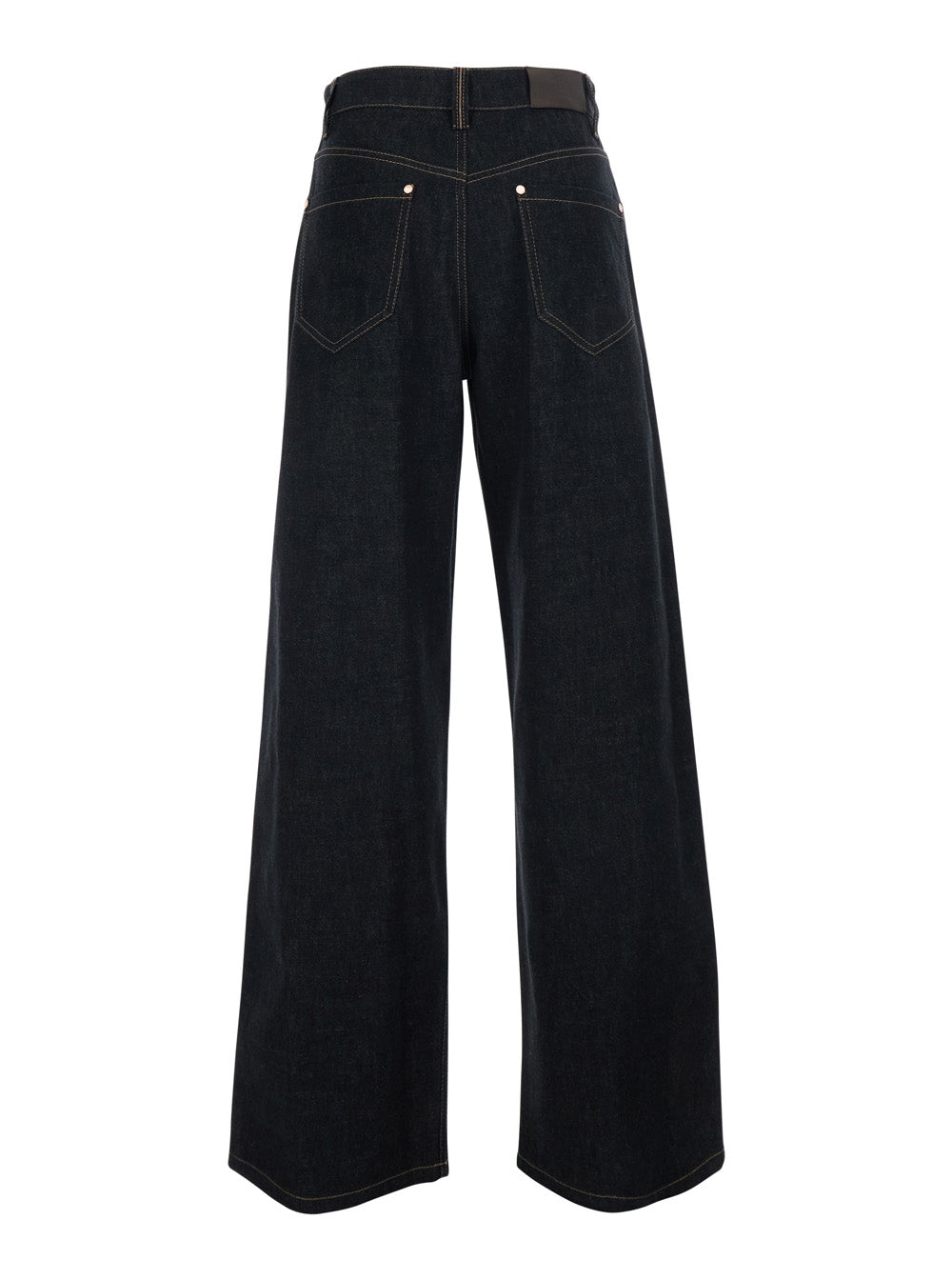 Brunello Cucinelli Women Black Jeans With Logo Patch On The Back And Contrasting Stitching In Denim For Women