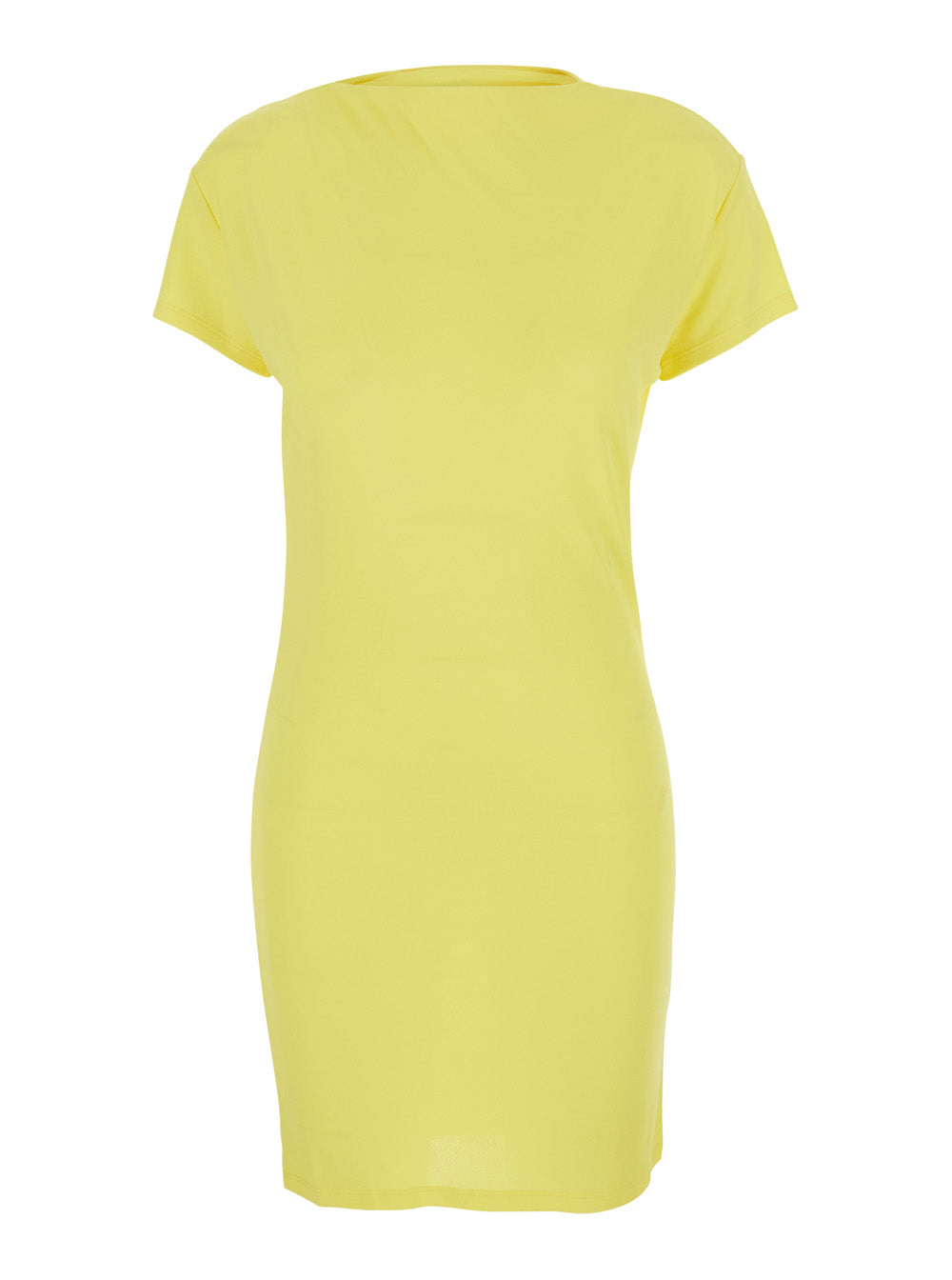 Jacquemus Women 'La Robe Mistral' Yellow Dress With Boat Neckline And Open Back With Draping In Viscose For Women