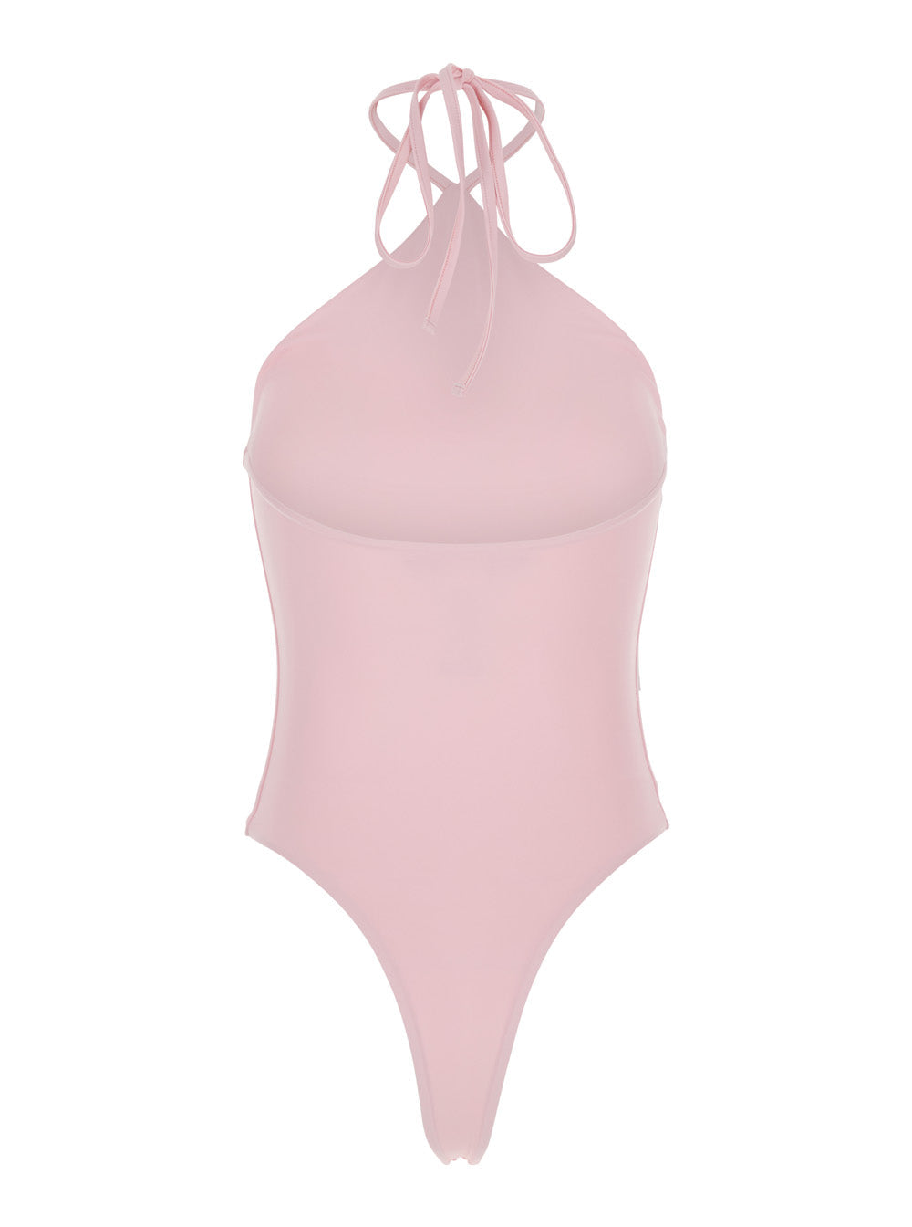 Jacquemus Women 'Le Maillot Bastide' Pink One-Piece Swimsuit With Halterneck And Logo Embroidery On The Front In Tech Fabric For Women