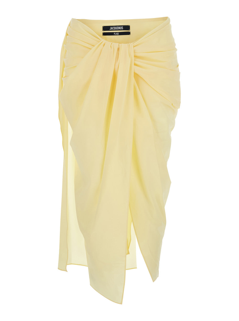 Jacquemus Women 'La Jupe Pareo' Yellow Midi Skirt With Hidden Zip Closure On The Side And Draping On Front And Back In Tech Fabric For Women