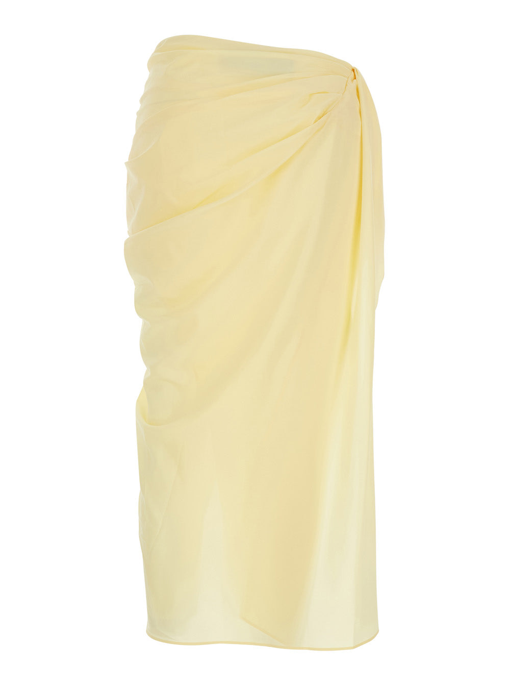 Jacquemus Women 'La Jupe Pareo' Yellow Midi Skirt With Hidden Zip Closure On The Side And Draping On Front And Back In Tech Fabric For Women