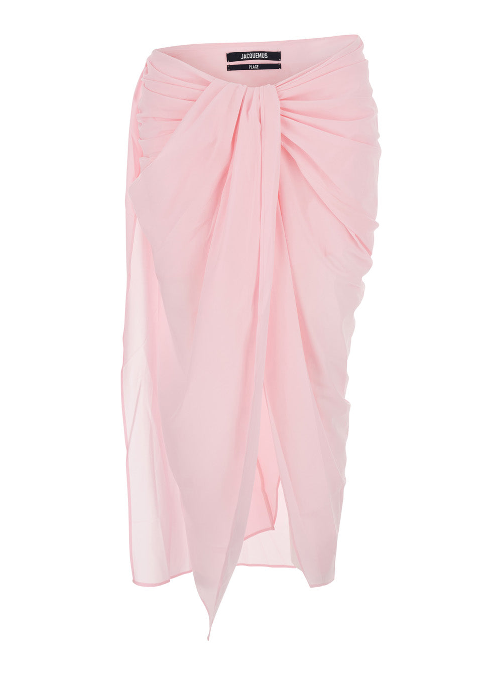 Jacquemus Women 'La Jupe Pareo' Pink Midi Skirt With Hidden Zip Closure On The Side And Draping On Front And Back In Tech Fabric For Women