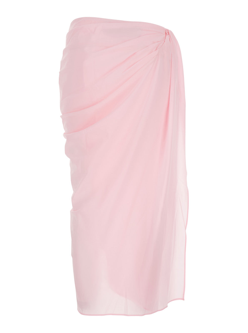 Jacquemus Women 'La Jupe Pareo' Pink Midi Skirt With Hidden Zip Closure On The Side And Draping On Front And Back In Tech Fabric For Women