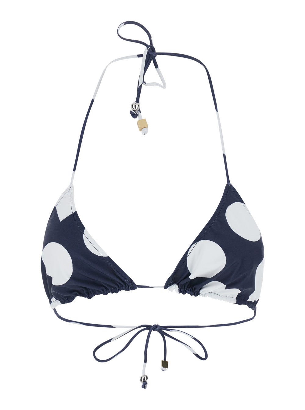 Jacquemus Women 'Le Haut De Plage Triangle' Blue Bikini Top With Drawstring Closure And Polka Dot Motif In Tech Fabric For Women