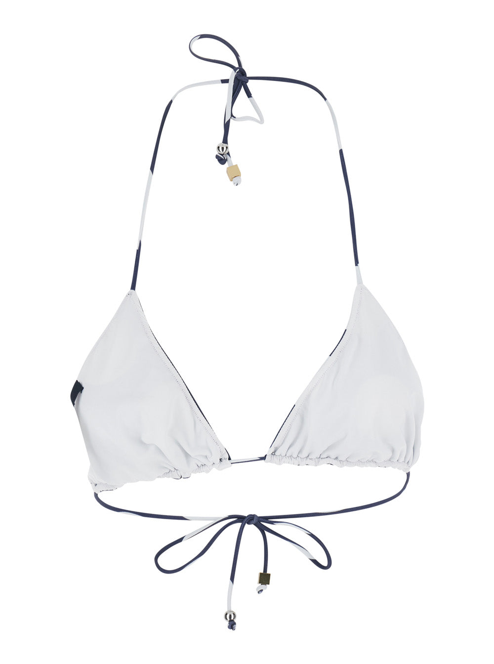Jacquemus Women 'Le Haut De Plage Triangle' Blue Bikini Top With Drawstring Closure And Polka Dot Motif In Tech Fabric For Women