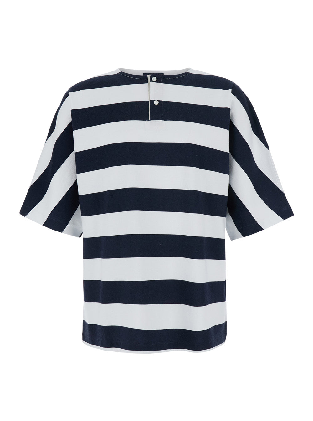 Jacquemus Men 'Le T-Shirt Mariniere' Blue T-Shirt With All-Over Striped Motif And Logo Lettering On The Back In Cotton For Men