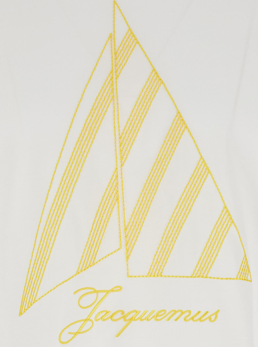 Jacquemus Men The 'Voilier' White T-Shirt With Sailboat Embroidery And Logo Lettering On The Front In Cotton For Men