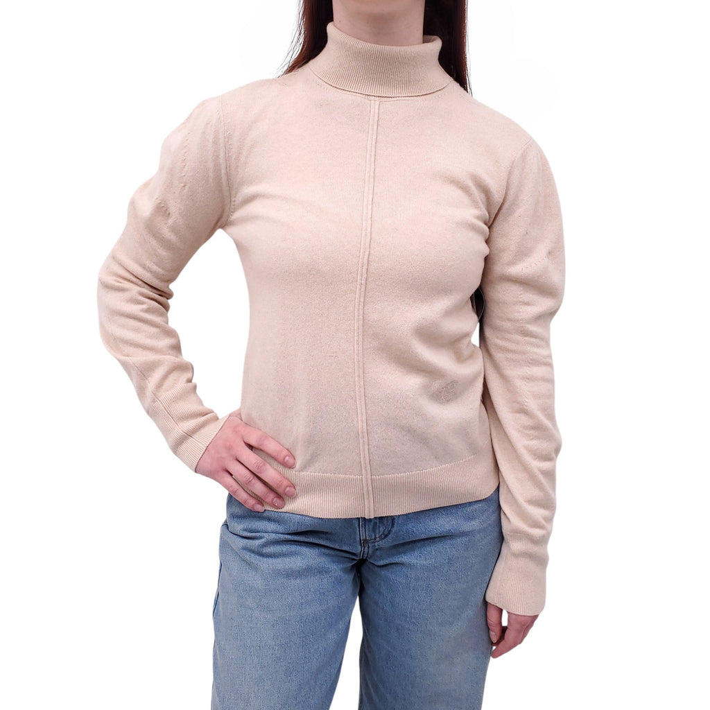CHLOÉ BEIGE LOGO TURTLENECK SWEATER - SIZE S