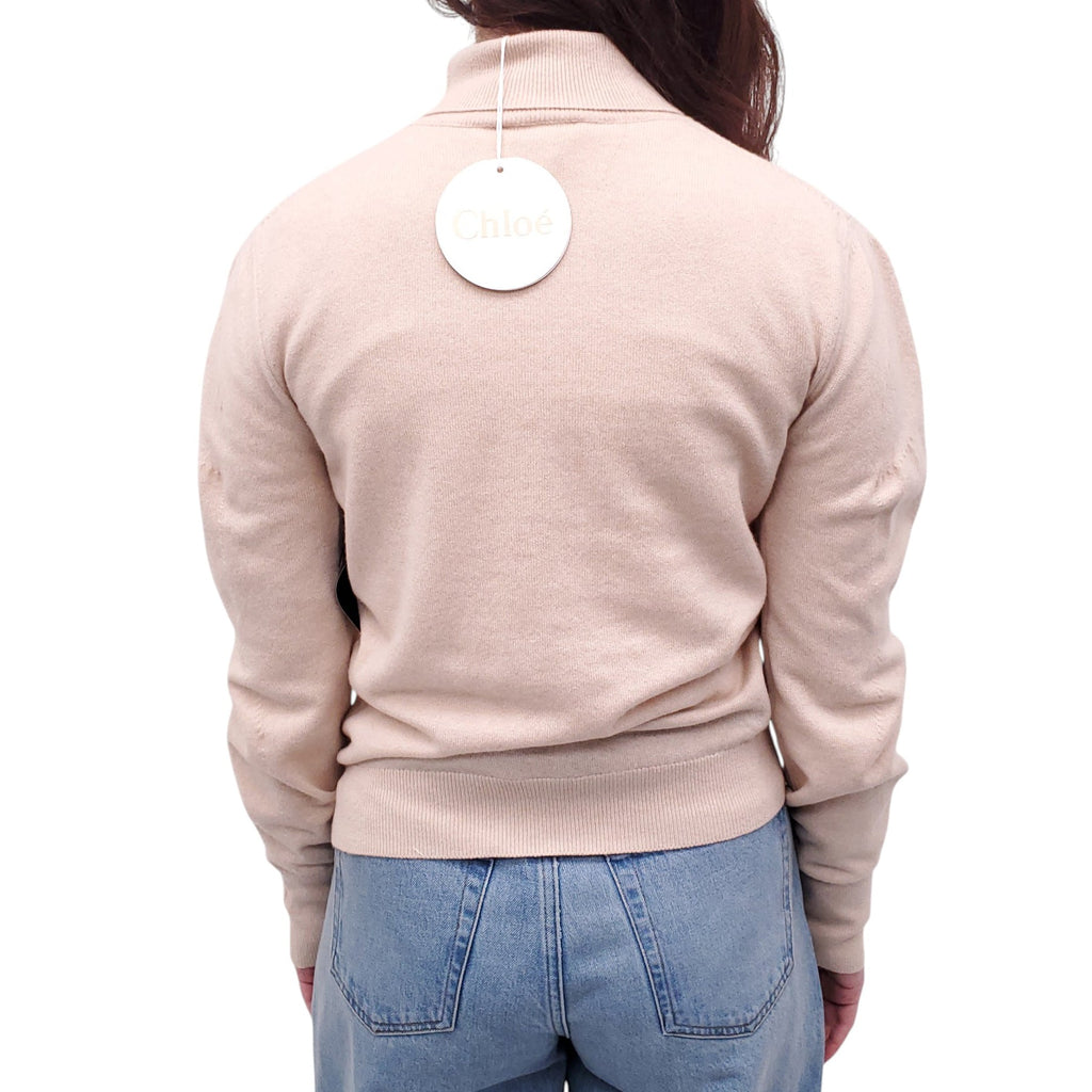 CHLOÉ BEIGE LOGO TURTLENECK SWEATER - SIZE S