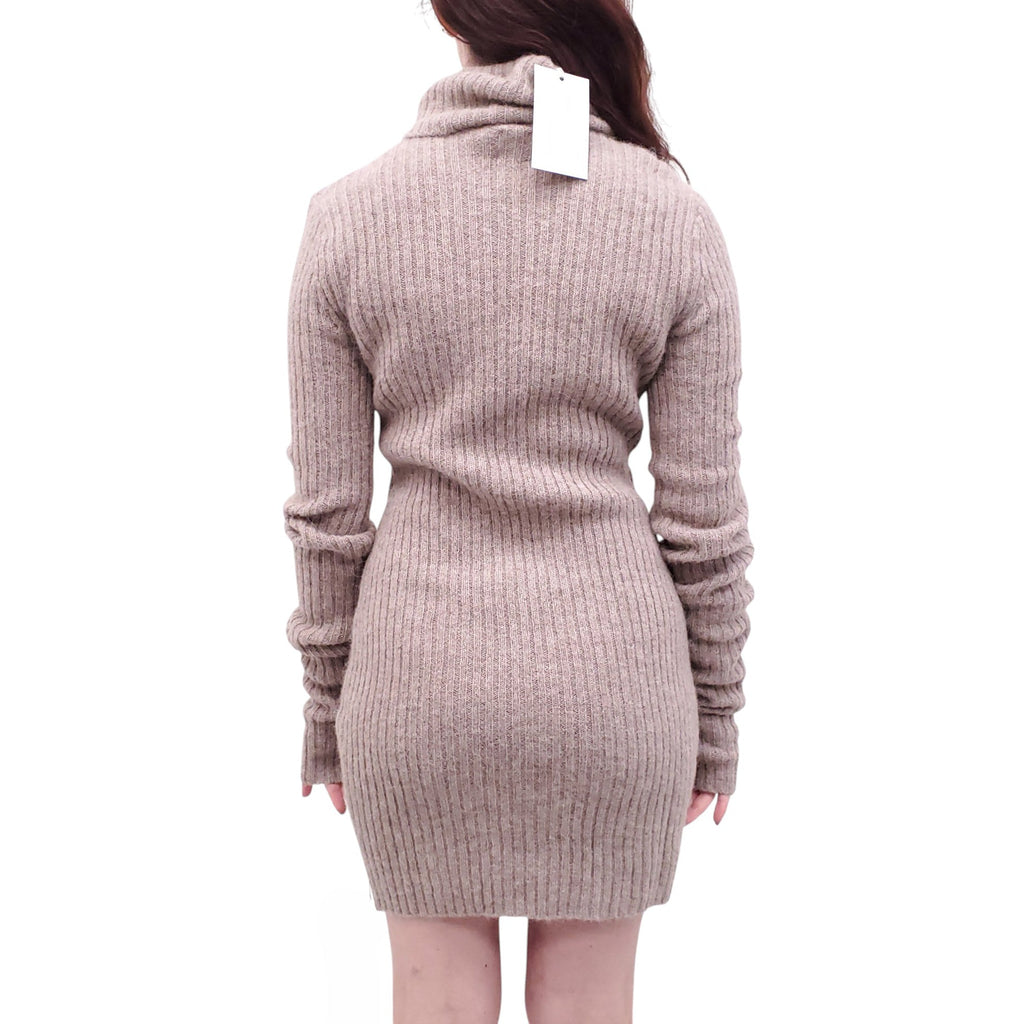 HELSA TAUPE RIBBED SWEATER DRESS - SIZE L