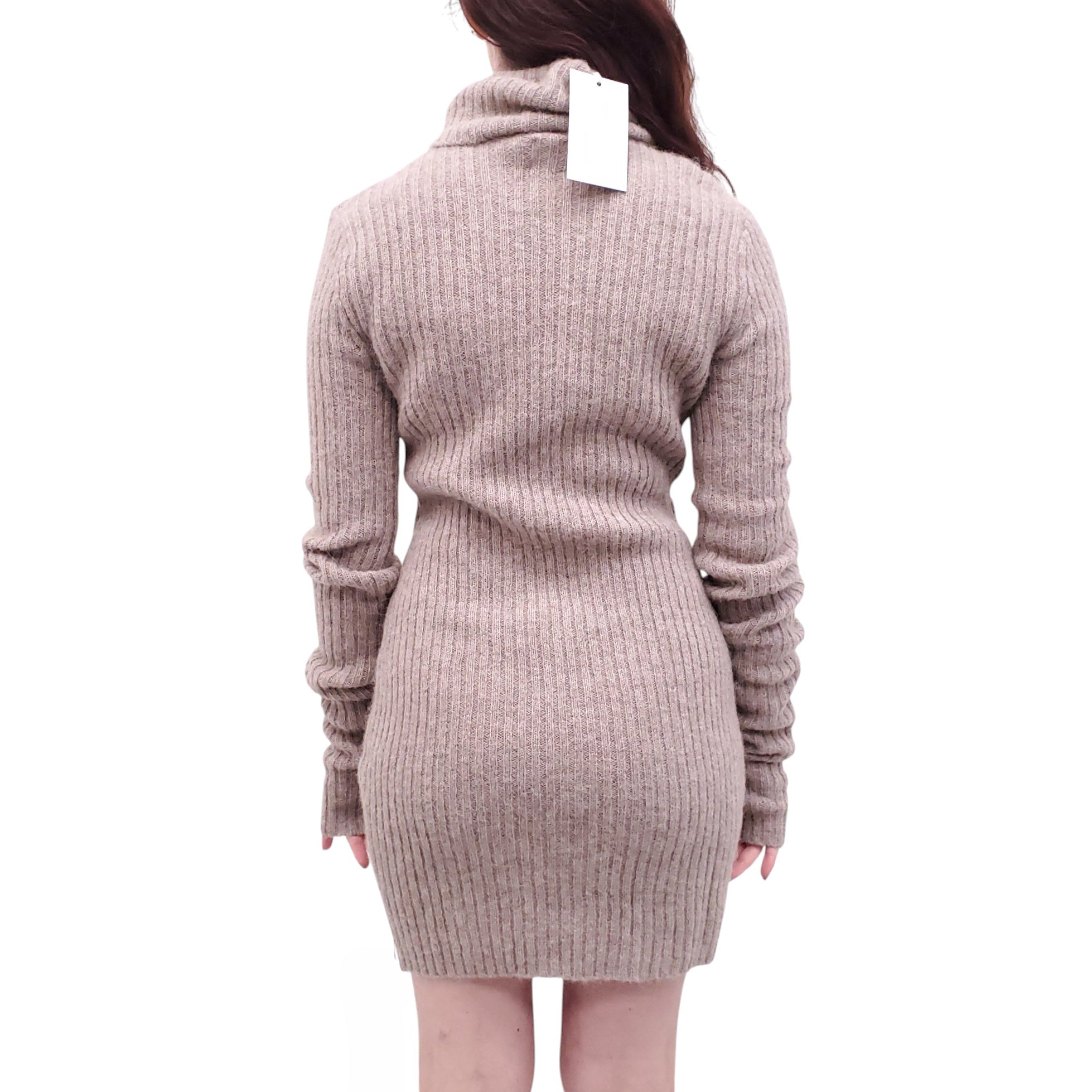 HELSA TAUPE RIBBED SWEATER DRESS - SIZE L