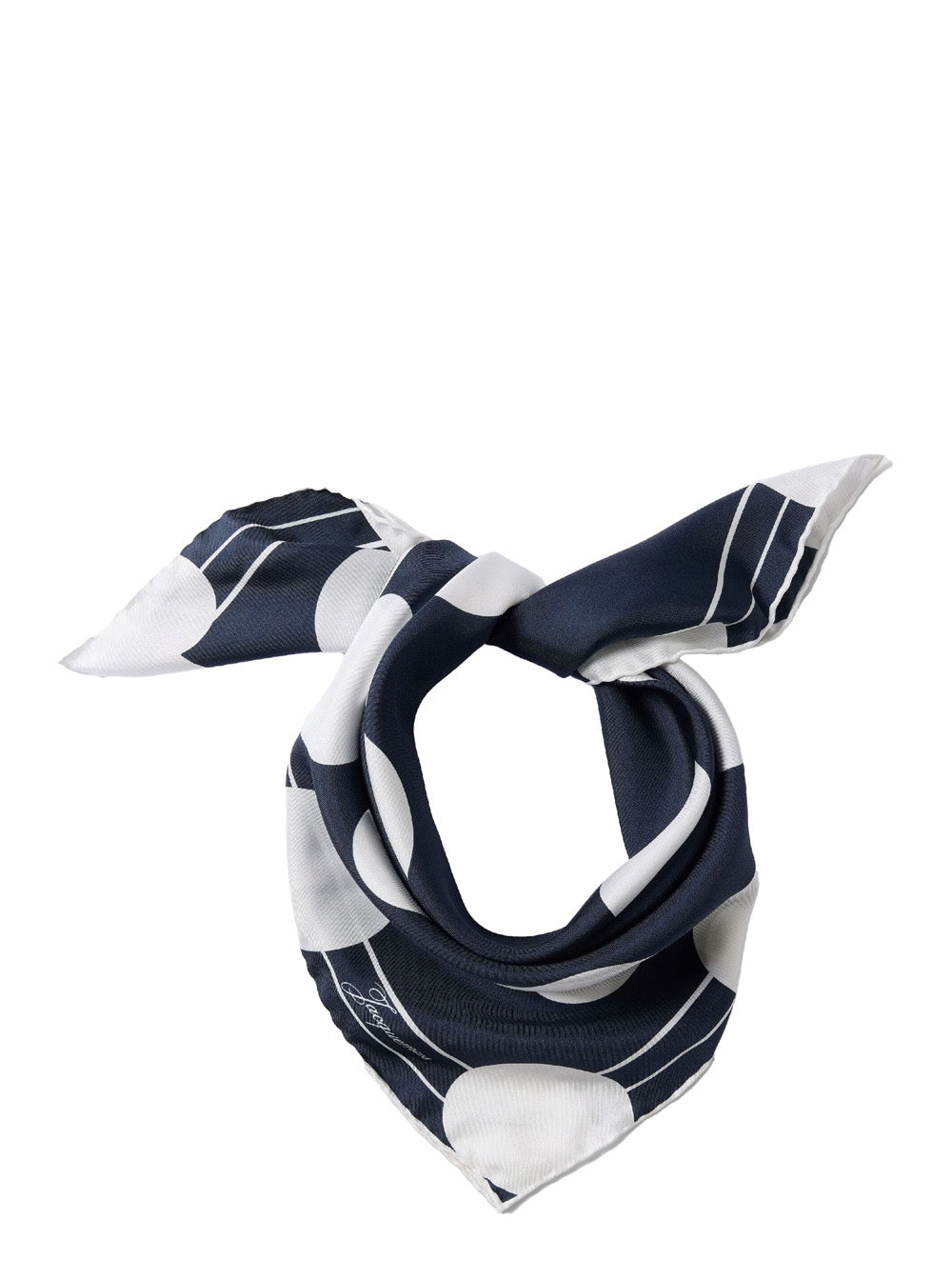 Jacquemus Women 'Le Foulard Coeur' Blue Square Scarf With All-Over Polka Dots And Heart Motif In Silk For Women