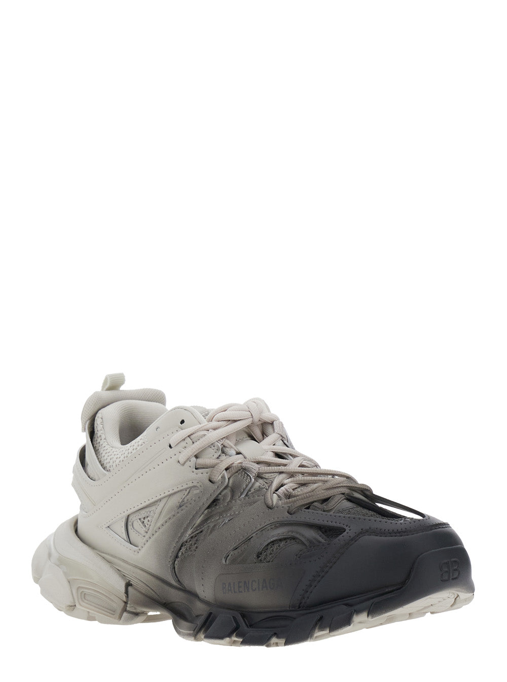 Balenciaga Men 'Track' Black And White Low Top Sneakers With Logo Lettering On The Tongue In Tech Fabric For Men