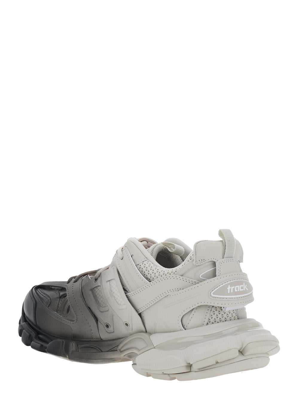 Balenciaga Men 'Track' Black And White Low Top Sneakers With Logo Lettering On The Tongue In Tech Fabric For Men