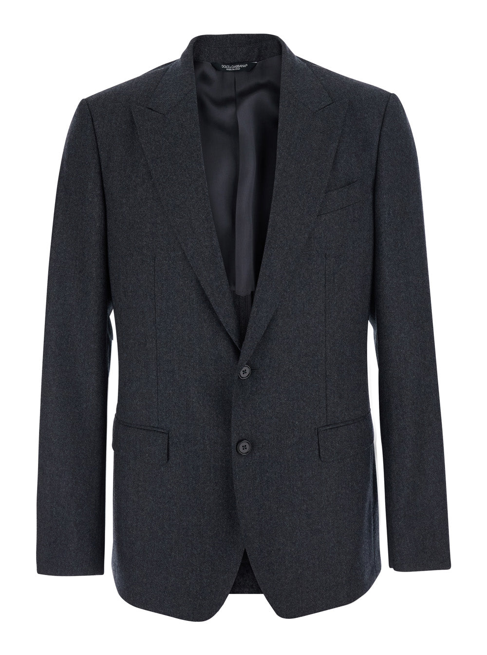 Dolce & Gabbana Men Grey Single-Breasted Jacket With Notched Revers In Wool Blend For Men
