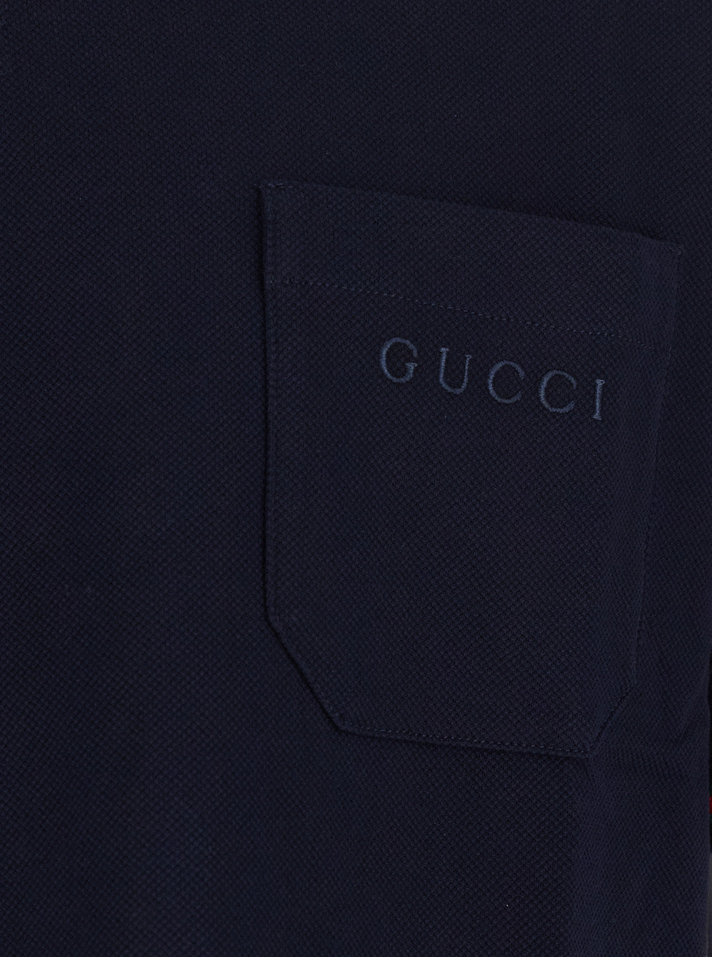 Gucci Men Blue Polo With Web Detail And Logo Lettering On The Front In Cotton For Men