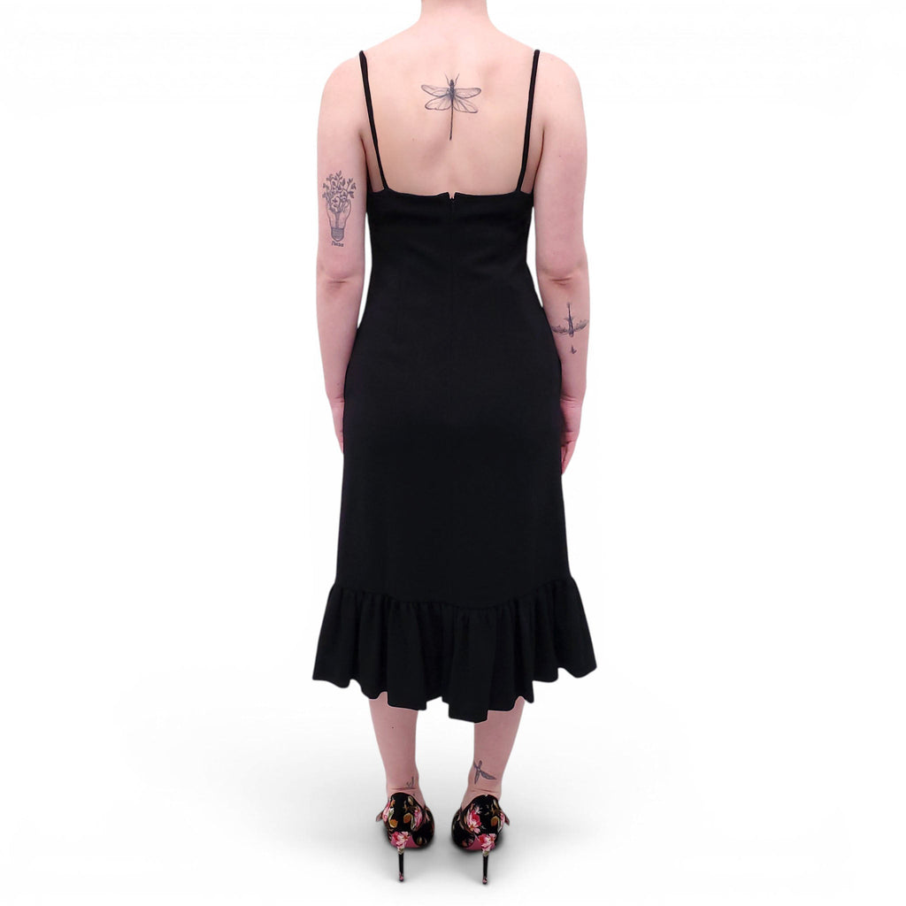 GUCCI BLACK MIDI DRESS WITH RUFFLE DETAIL - SIZE M
