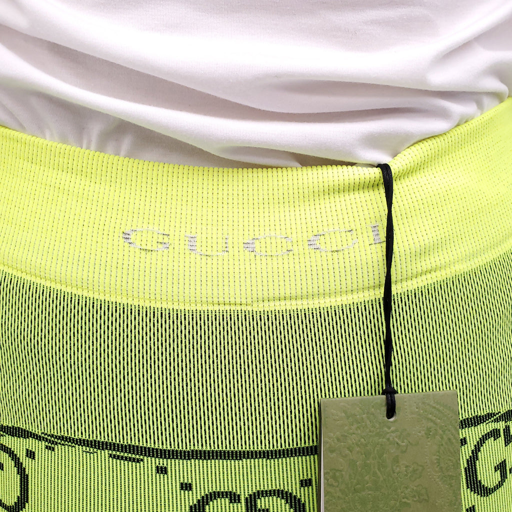GUCCI NEON GREEN LOGO LEGGINGS - SIZE S