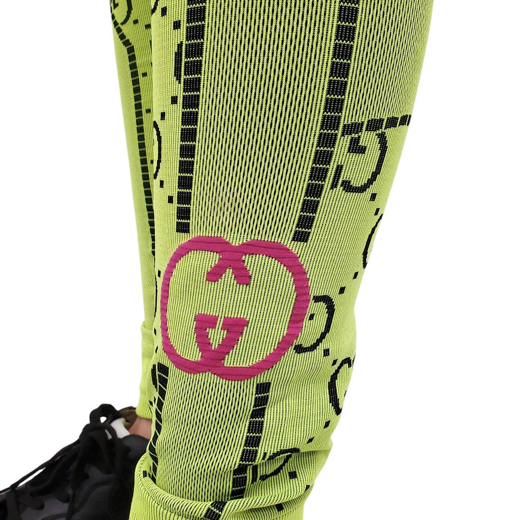 GUCCI NEON GREEN LOGO LEGGINGS - SIZE S