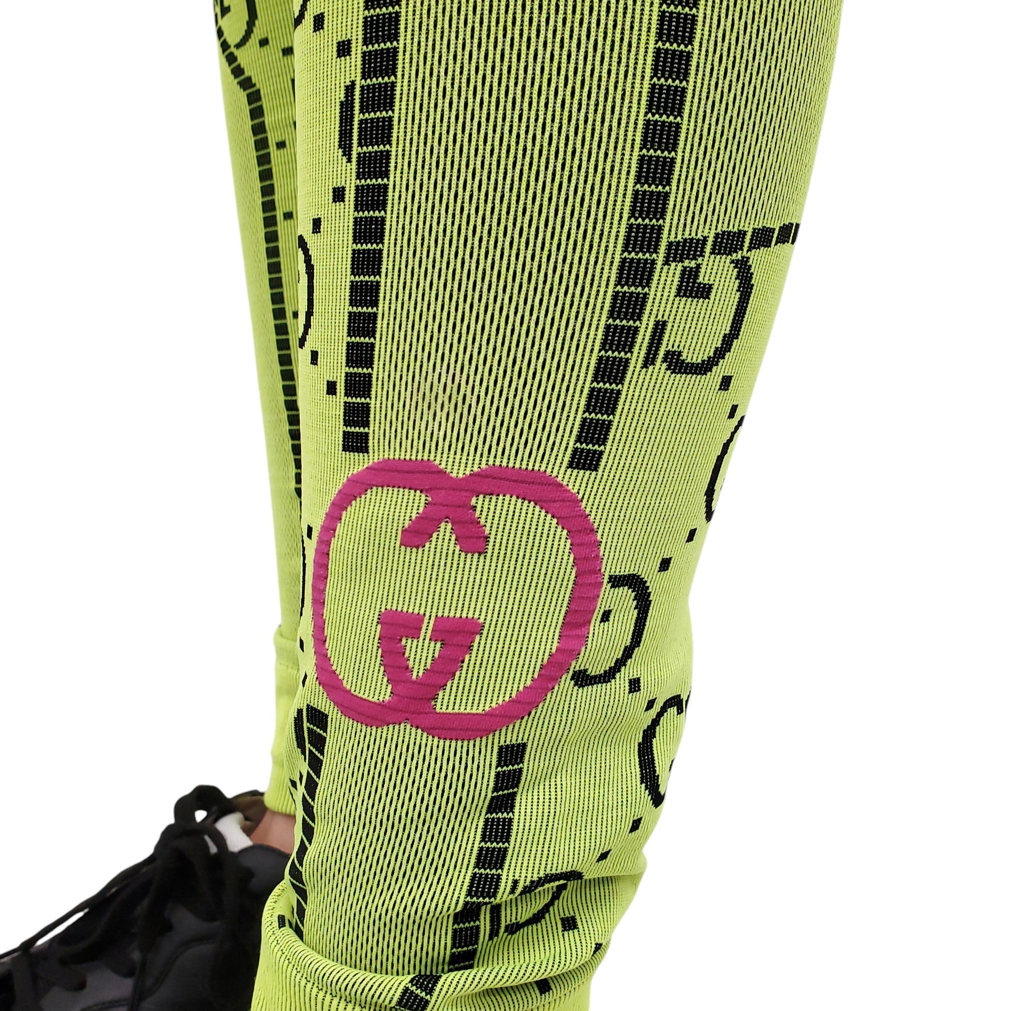 GUCCI NEON GREEN LOGO LEGGINGS - SIZE S