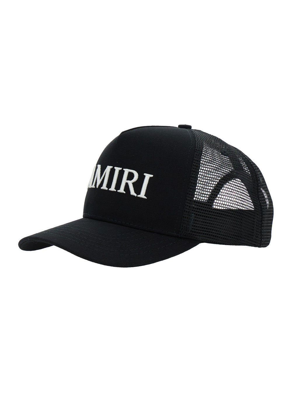 Amiri Men Black Hat With Leather Logo