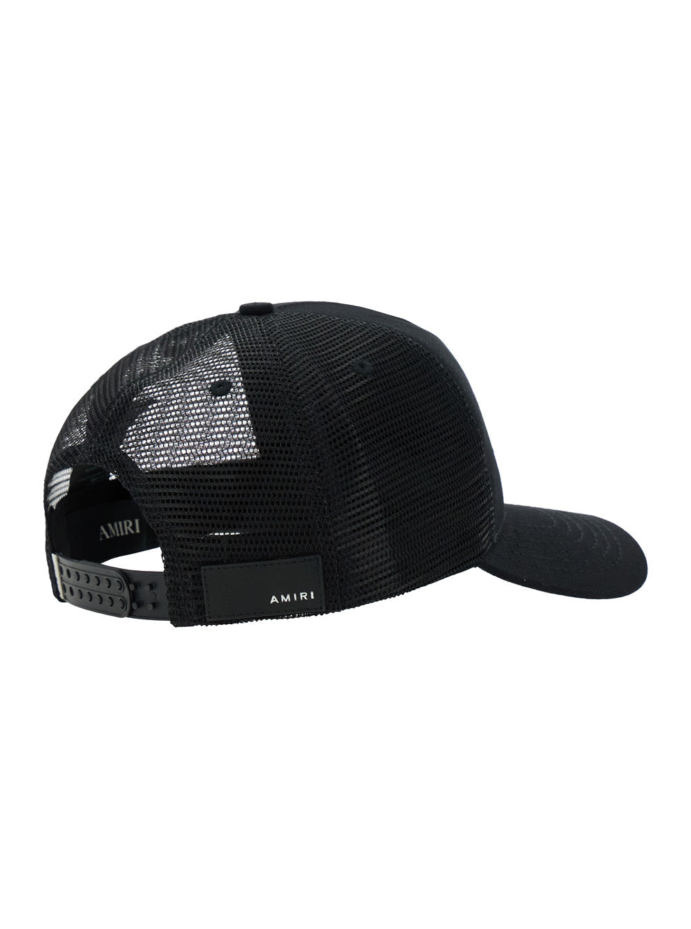 Amiri Men Black Hat With Leather Logo