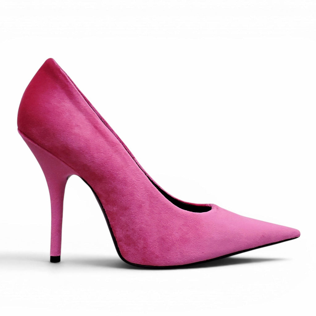 BALENCIAGA PINK VELVET KNIFE PUMPS - SIZE 38