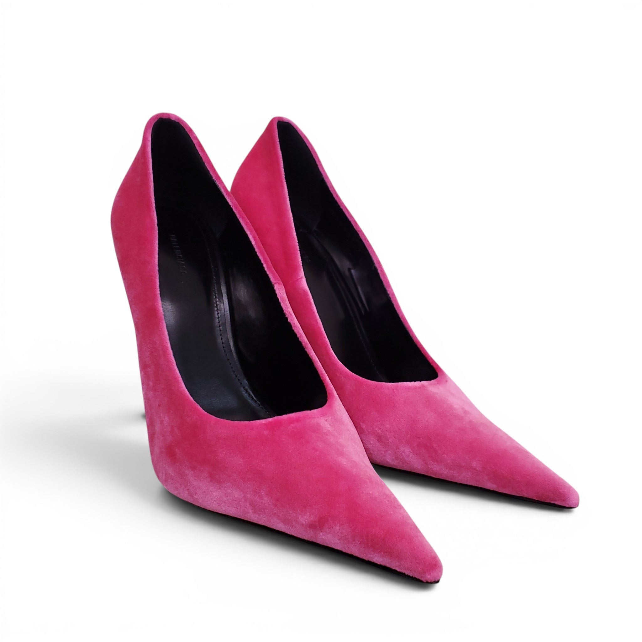 BALENCIAGA PINK VELVET KNIFE PUMPS - SIZE 38