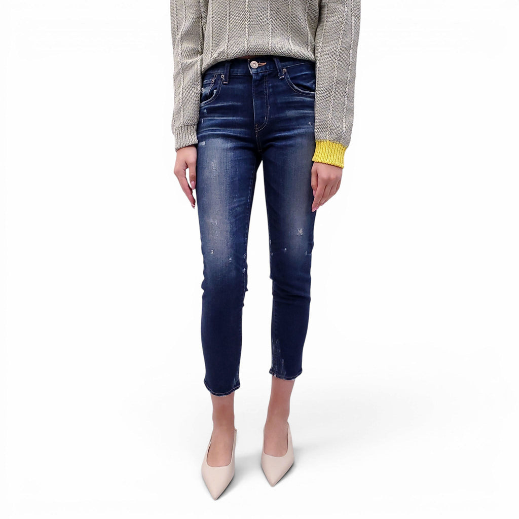 MOUSSY VINTAGE DARK WASH DENIM LIGHTLY DISTRESSED JEANS - SIZE 27