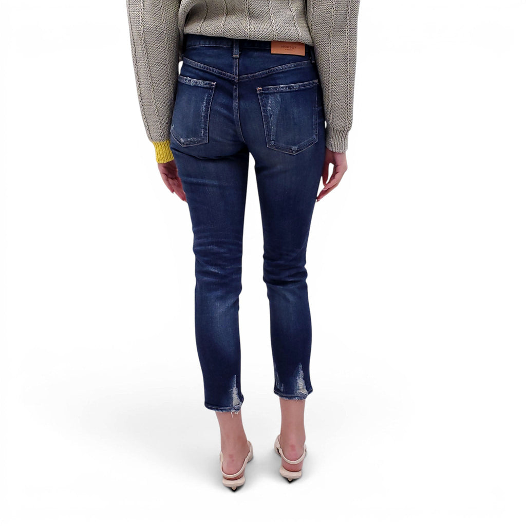 MOUSSY VINTAGE DARK WASH DENIM LIGHTLY DISTRESSED JEANS - SIZE 27