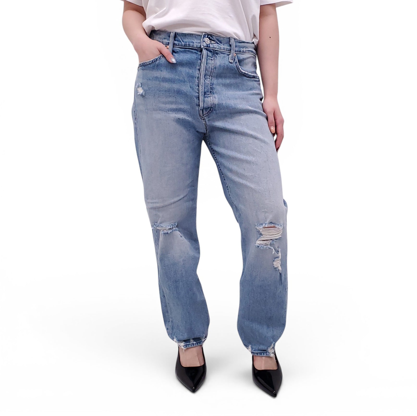 MOTHER 'THE TOMCAT' RIPPED JEANS - SIZE 30