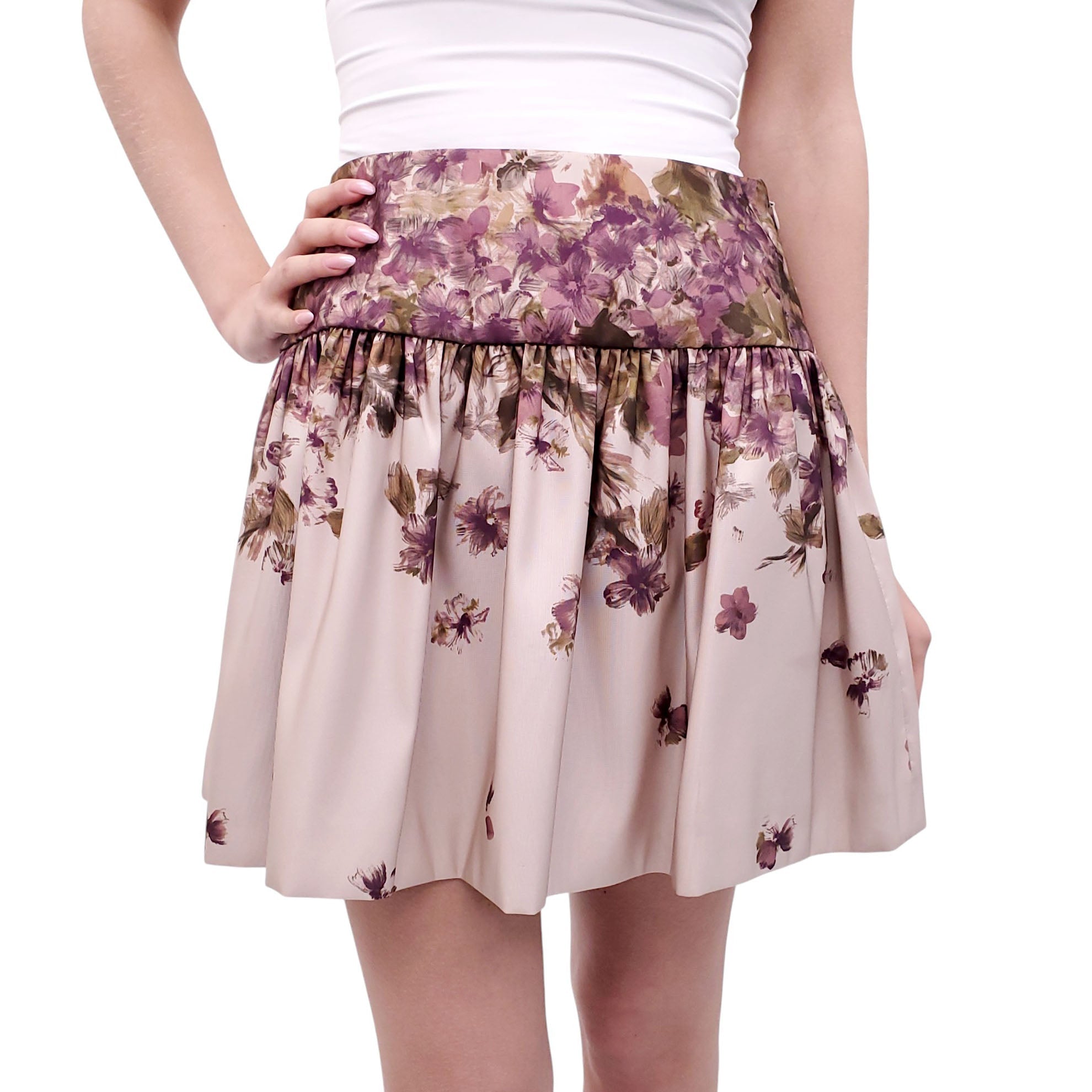 RED VALENTINO MAUVE FLORAL MINI SKIRT - SIZE 42