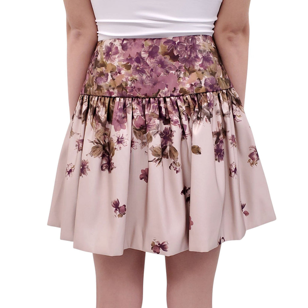 RED VALENTINO MAUVE FLORAL MINI SKIRT - SIZE 42