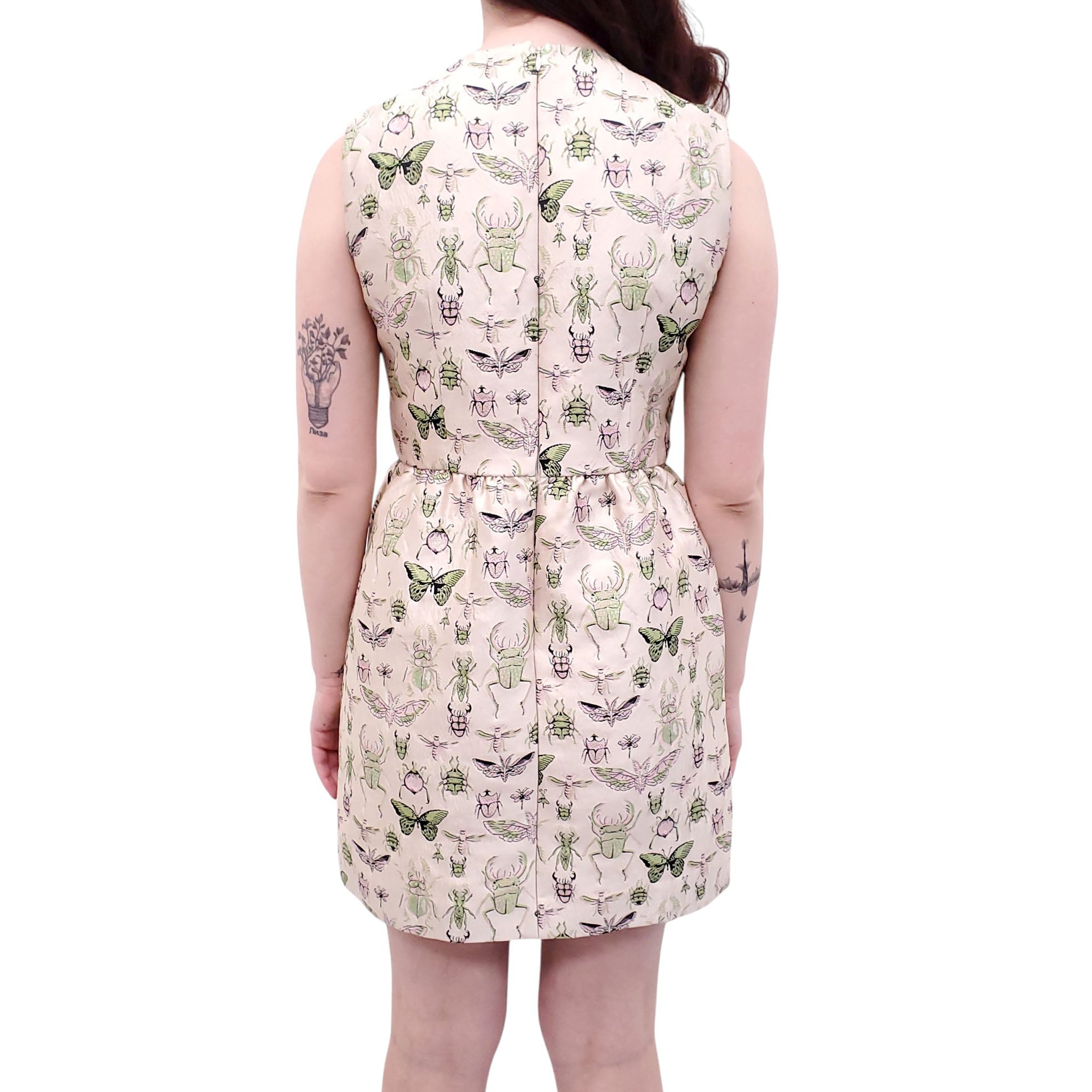 RED VALENTINO GREEN INSECT PRINT DRESS - SIZE 40