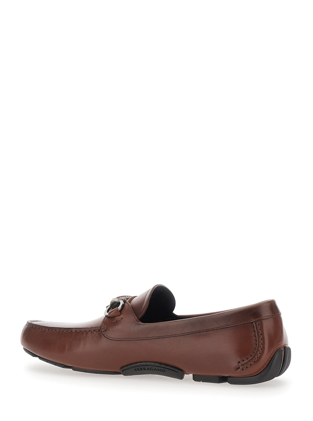 Ferragamo Men 'Sunsay' Brown Loafers With Gancini Plaque On The Front In Leather For Men