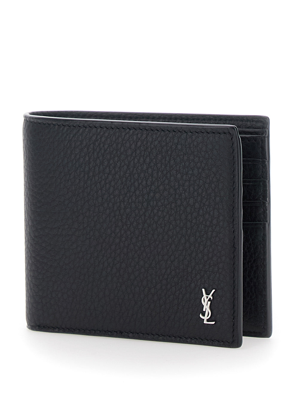 Saint Laurent Men Wallet 'Grainy Leather' Black With Zip Closure In Leather For Women