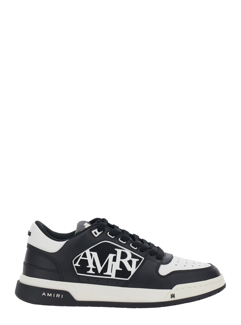 Amiri Men Black And White Low Top Sneakers With Logo Patch On The Tongue And Side In Leather And Fabric For Men