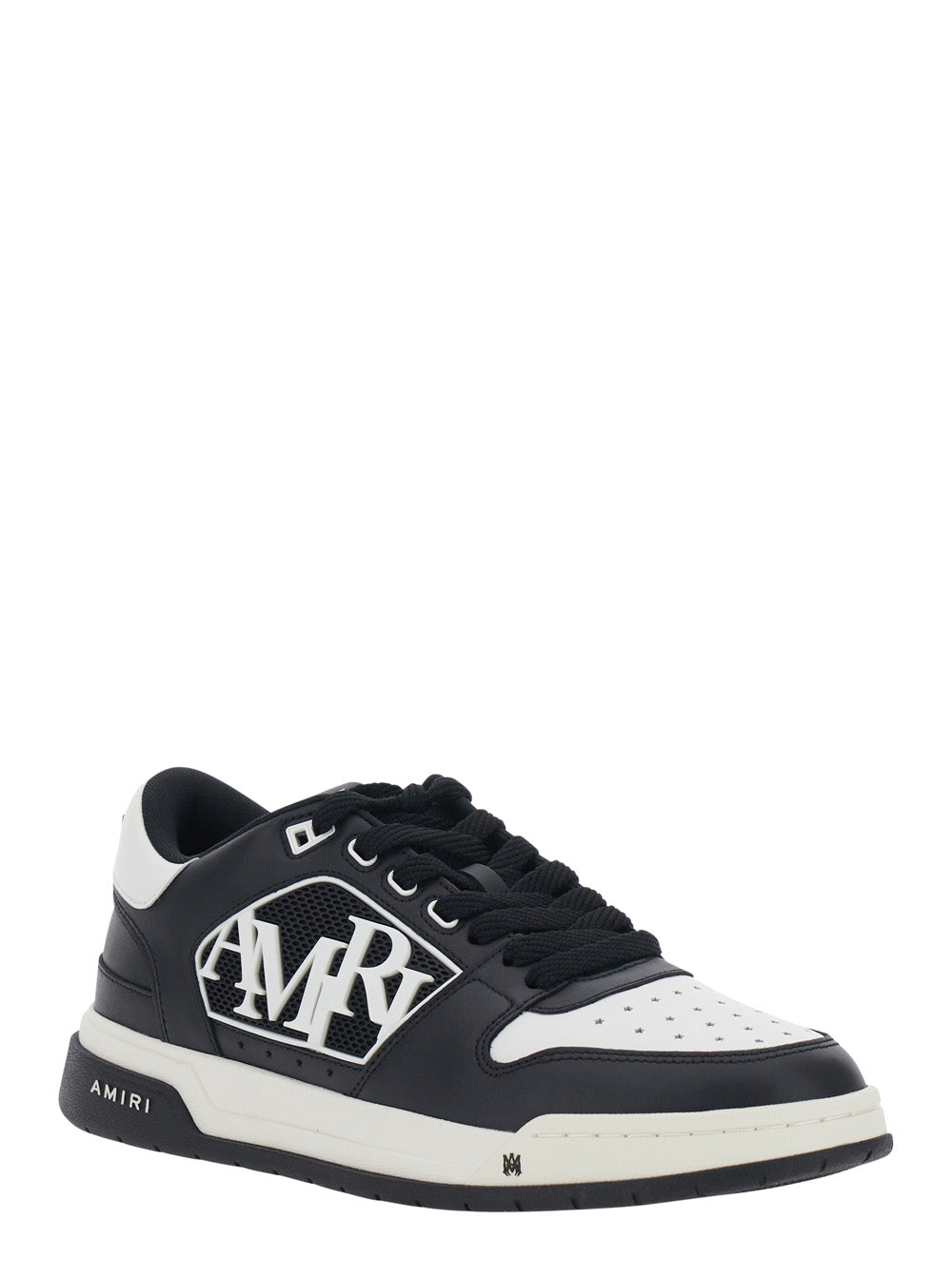 Amiri Men Black And White Low Top Sneakers With Logo Patch On The Tongue And Side In Leather And Fabric For Men