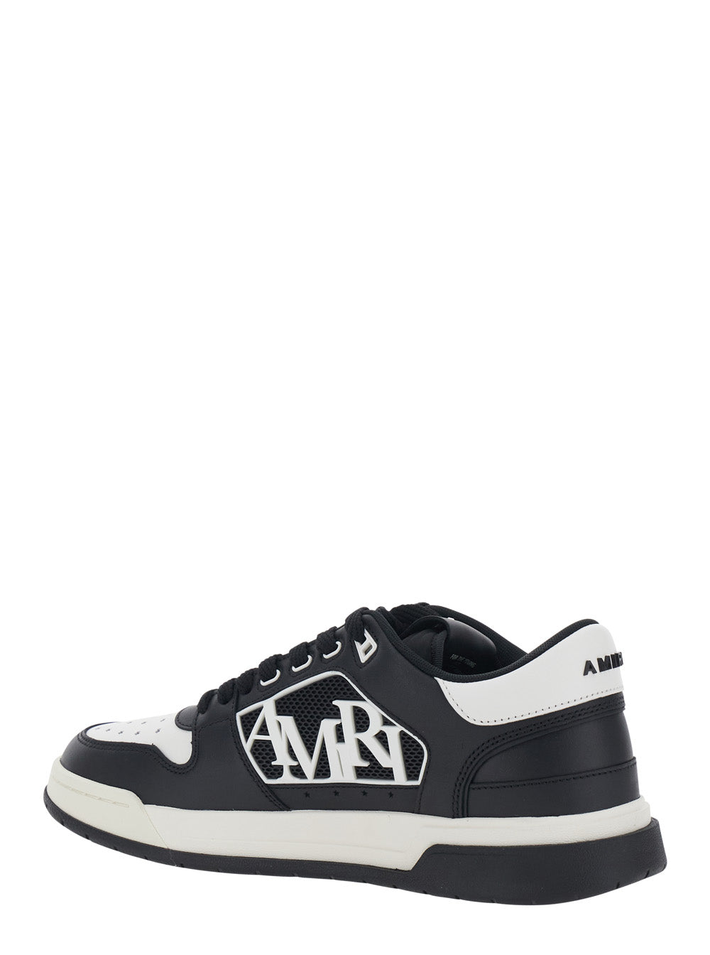 Amiri Men Black And White Low Top Sneakers With Logo Patch On The Tongue And Side In Leather And Fabric For Men