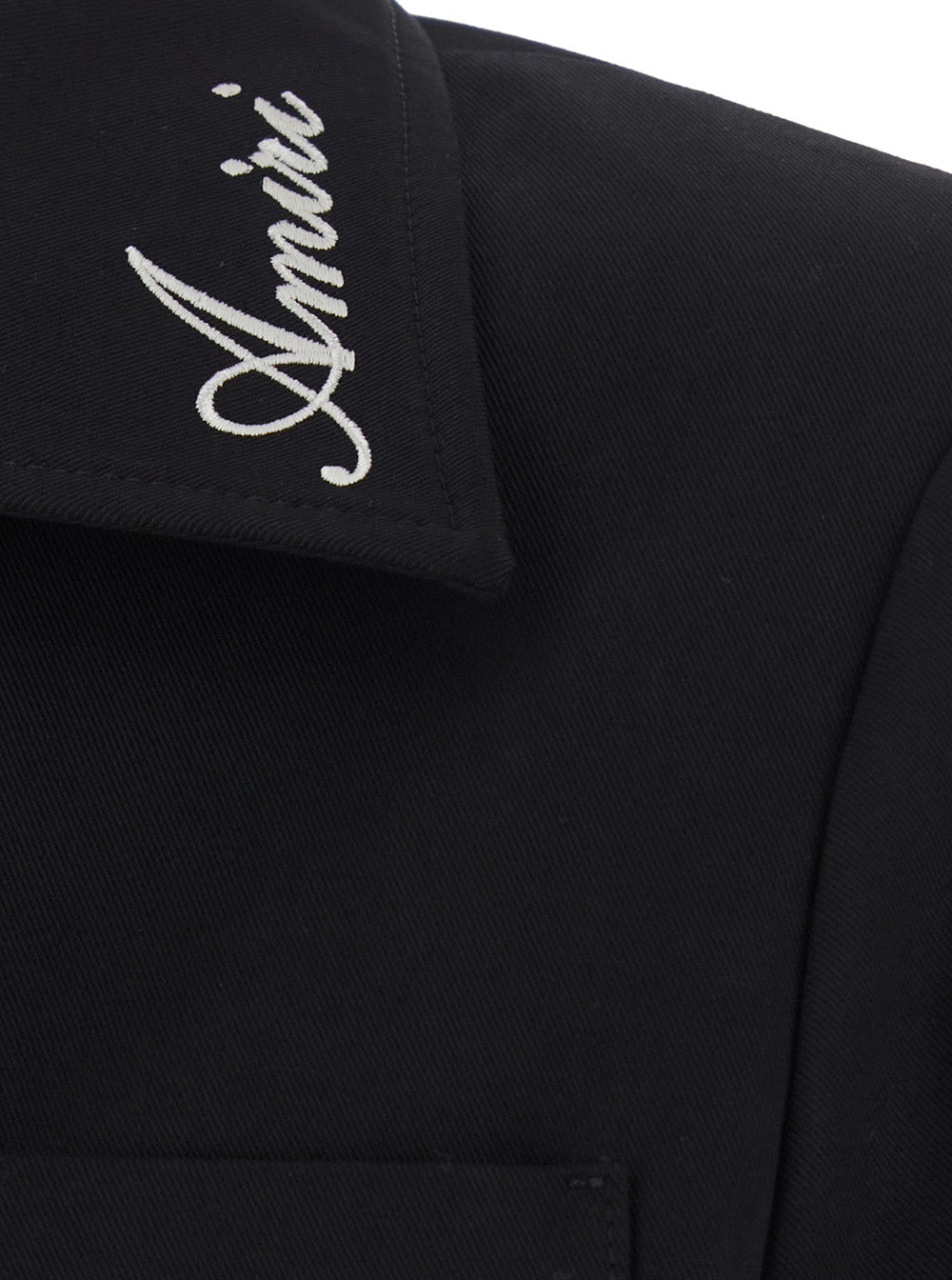 Amiri Men Black Jacket With Notched Collar With Logo Lettering Embroidery In Cotton For Men