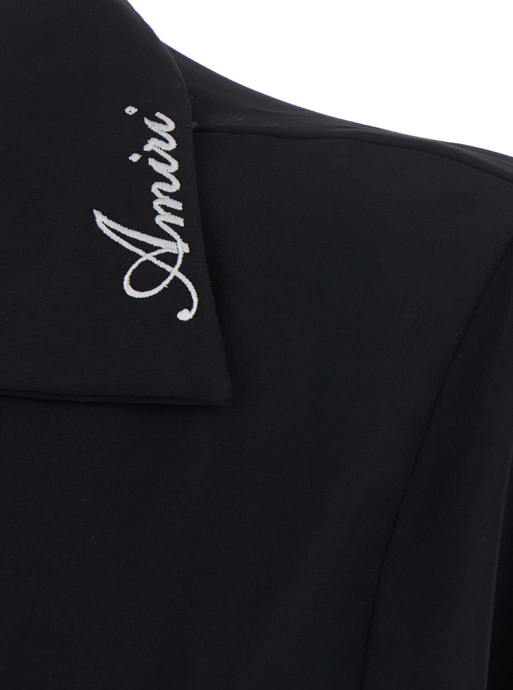 Amiri Men Black Shirt With Notched Collar With Logo Lettering Embroidery In Tech Fabric For Men