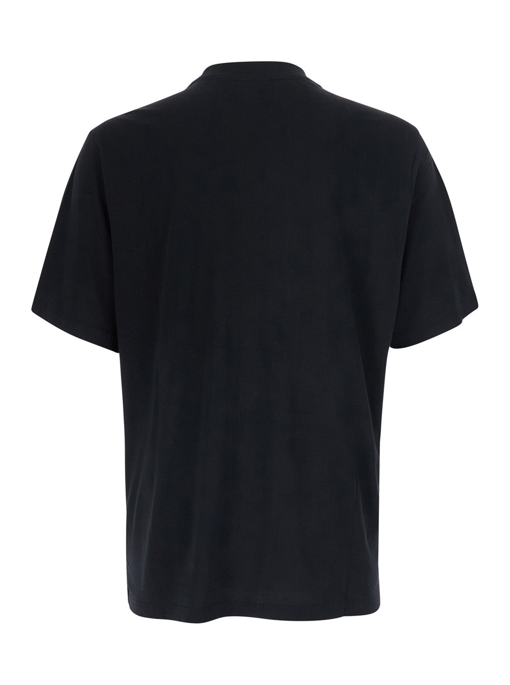 Amiri Men Black Crew Neck T-Shirt With Wide Short Sleeves And Logo Lettering Embroidery On The Neck In Tech Fabric For Men