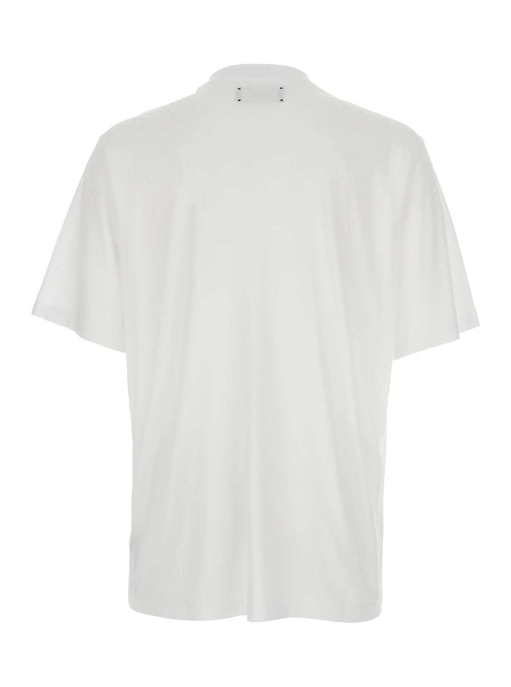 Amiri Men White Crew Neck T-Shirt With Wide Short Sleeves And Logo Lettering Embroidery On The Neck In Tech Fabric For Men