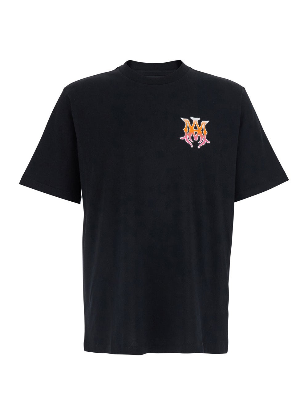 Amiri Men Black Crew Neck T-Shirt With Print Detail On The Front And Maxi Print On The Back In Cotton For Men