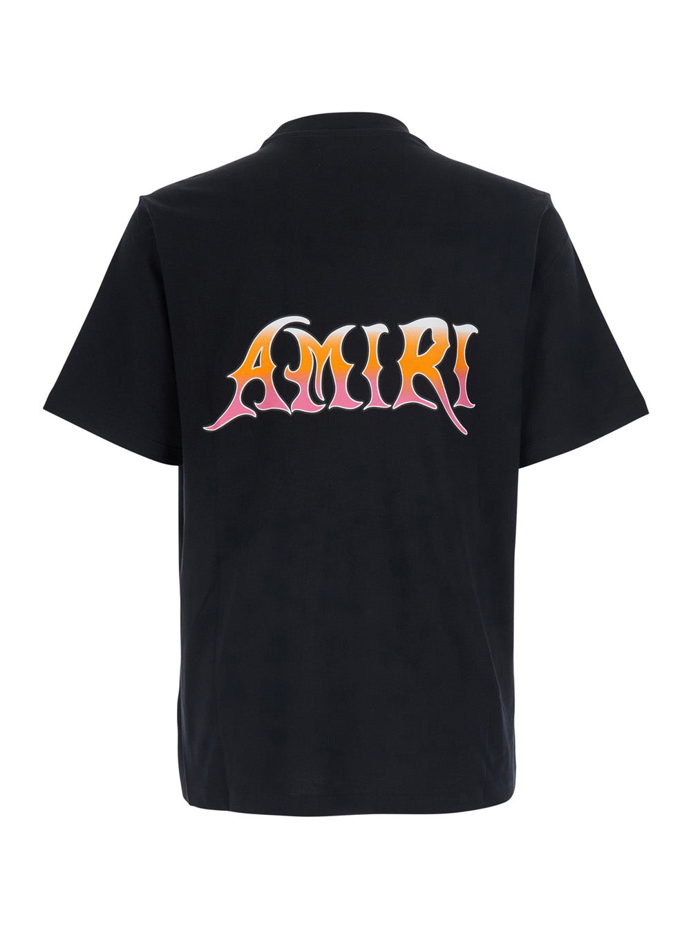 Amiri Men Black Crew Neck T-Shirt With Print Detail On The Front And Maxi Print On The Back In Cotton For Men