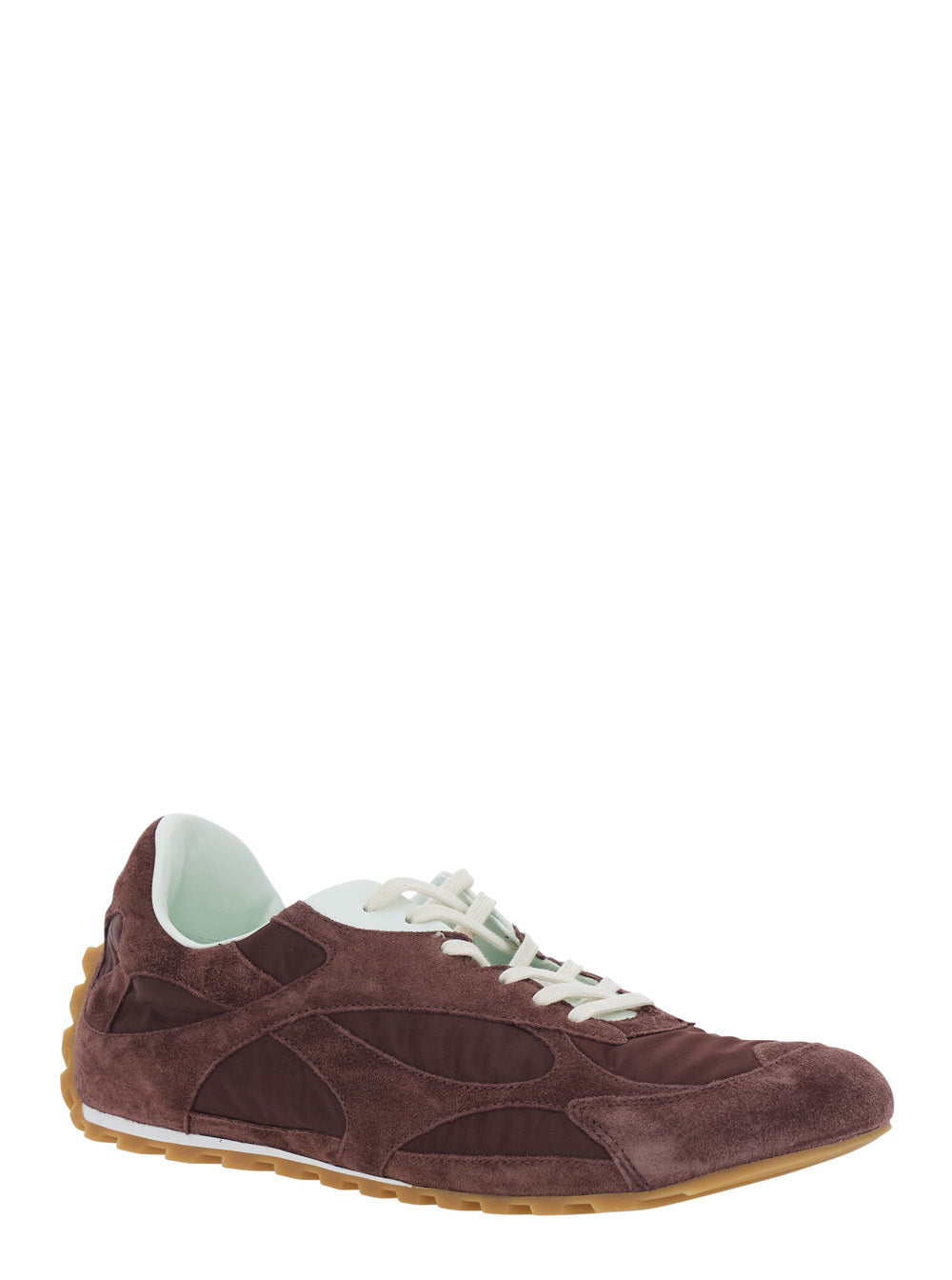 Bottega Veneta Men 'Orbit Flash' Bordeaux Low Top Sneakers With Rubber Sole And Logo Patch On The Tongue In Suede For Men