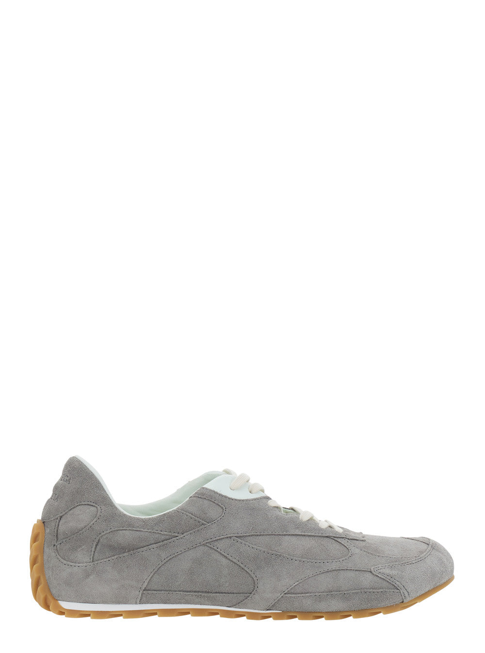 Bottega Veneta Men 'Orbit Flash' Gray Low Top Sneakers With Rubber Sole And Logo Patch On The Tongue In Suede For Men