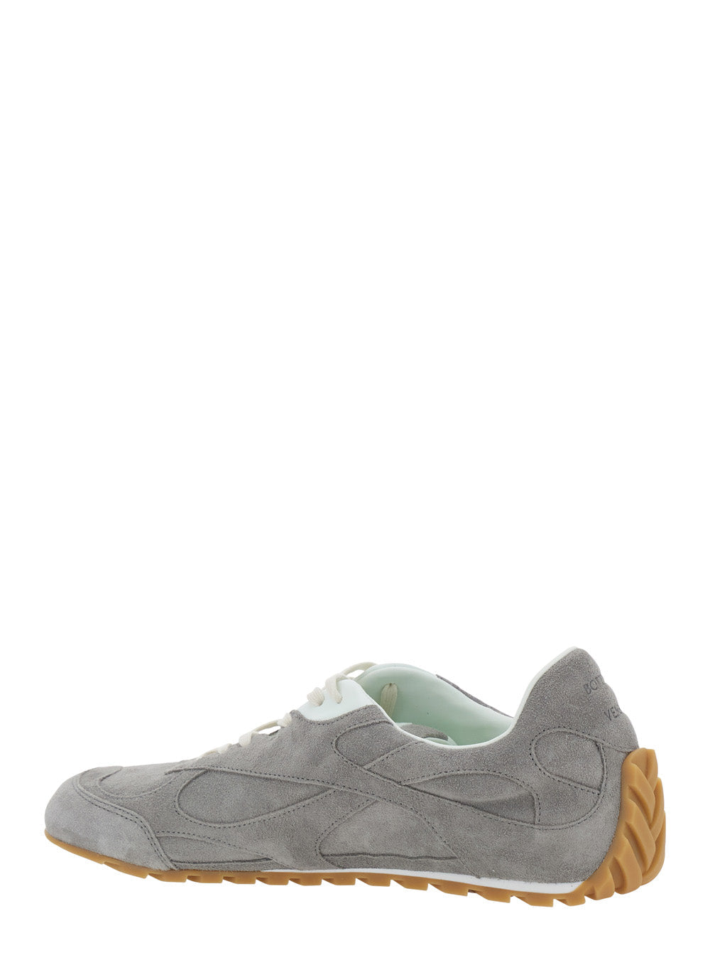 Bottega Veneta Men 'Orbit Flash' Gray Low Top Sneakers With Rubber Sole And Logo Patch On The Tongue In Suede For Men