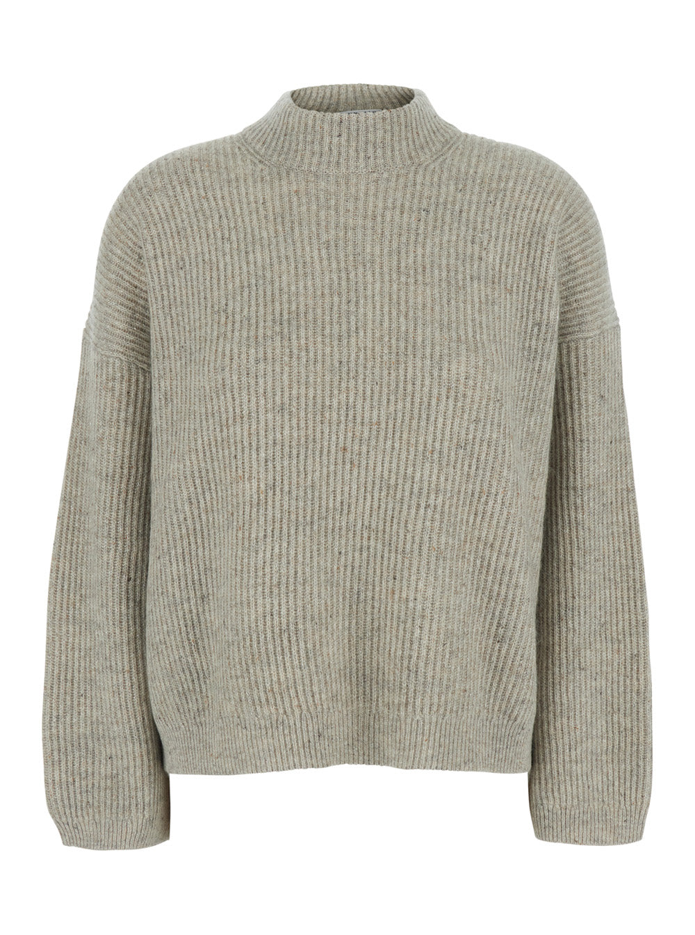 Brunello Cucinelli Women Gray Turtleneck Knit Sweater In Cashmere For Women