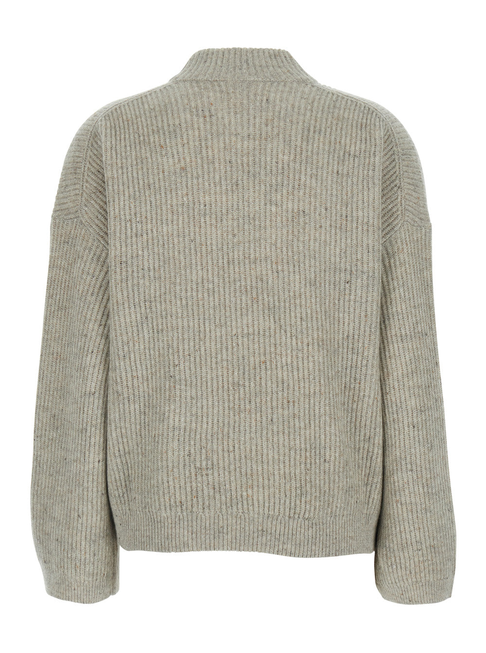 Brunello Cucinelli Women Gray Turtleneck Knit Sweater In Cashmere For Women